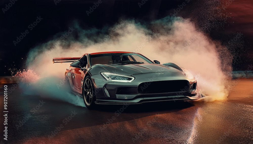 car drift on the street with smoke background car drift on the street with smoke background