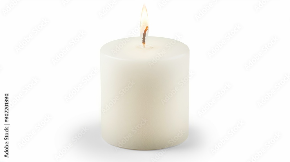 A white candle with a single flame is lit A white candle with a single flame is lit