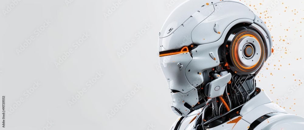 In an ultramodern world, a robot human integrates splash technology into its design, merging organic and synthetic elements In an ultramodern world, a robot human integrates splash technology into its design, merging organic and synthetic elements