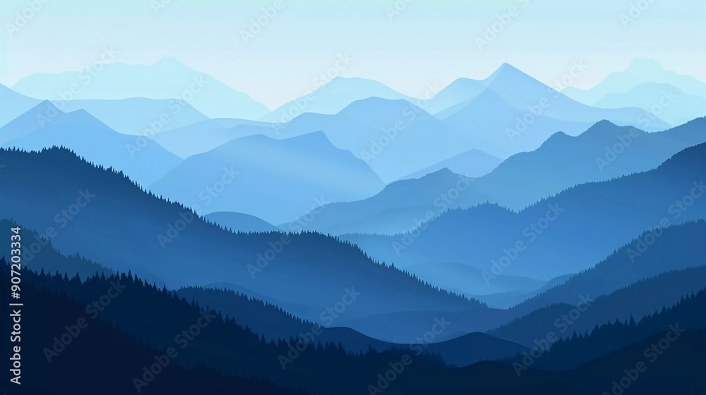 Blue mountain landscape vector illustration. Scenery landscape of mountain ridge in the morning which is very good Blue mountain landscape vector illustration. Scenery landscape of mountain ridge in the morning which is very good