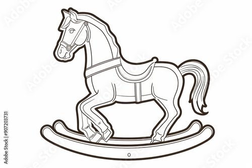 Elegant silhouette of a rocking horse in soft gray tones