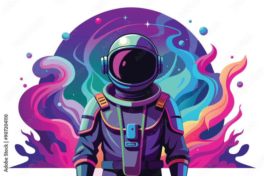 Astronaut in a Colorful Cosmic Landscape Astronaut in a Colorful Cosmic Landscape