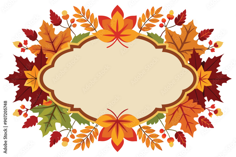 Autumn Leaves Frame with Beige Background Autumn Leaves Frame with Beige Background