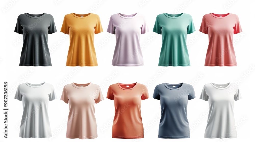 A row of shirts with different colors and designs A row of shirts with different colors and designs