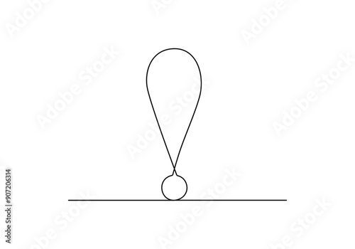 Continuous one line drawing of Exclamation mark vector illustration