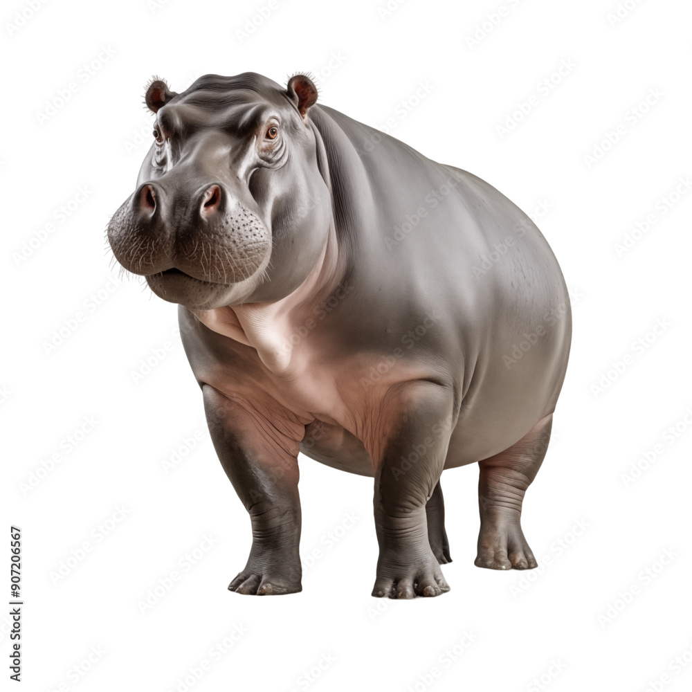 Large Hippopotamus Standing In Water Large Hippopotamus Standing In Water