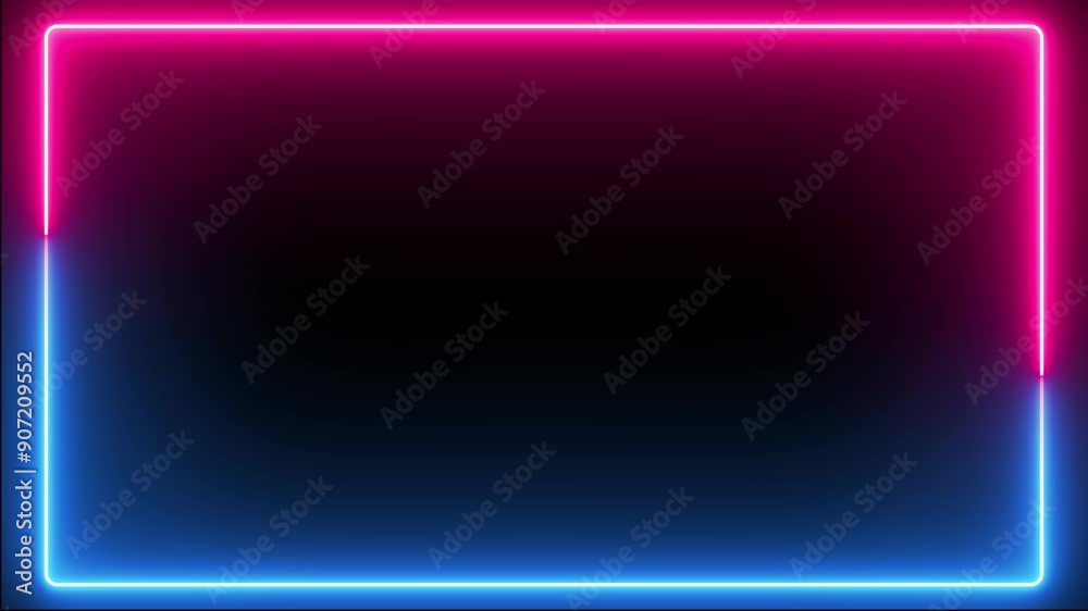 Neon frame animation LED streaming motion overlay abstract background