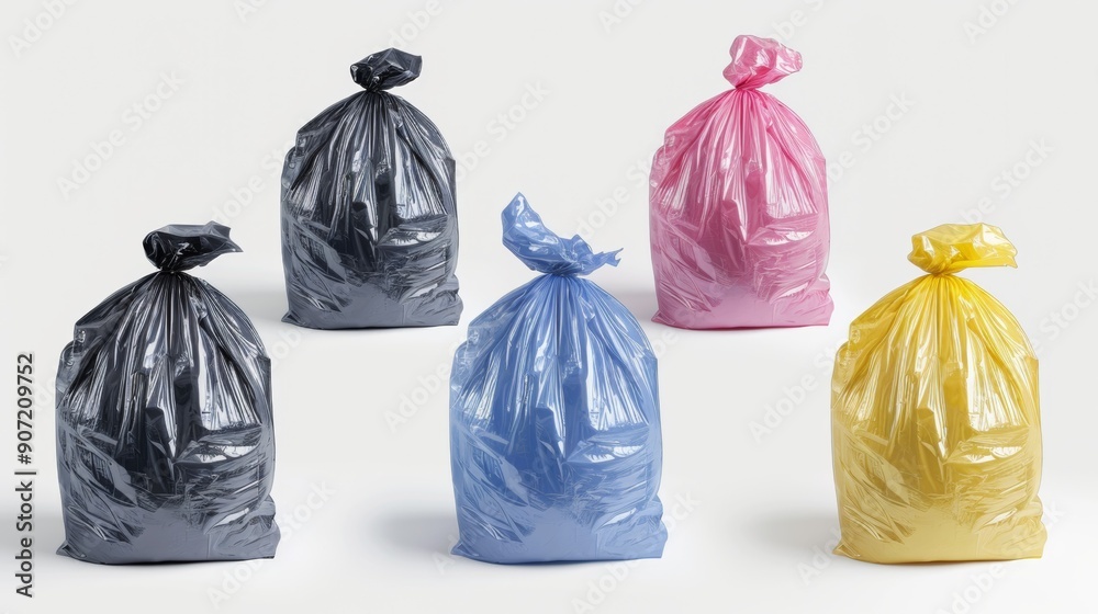 A series of plastic bags with different colors A series of plastic bags with different colors