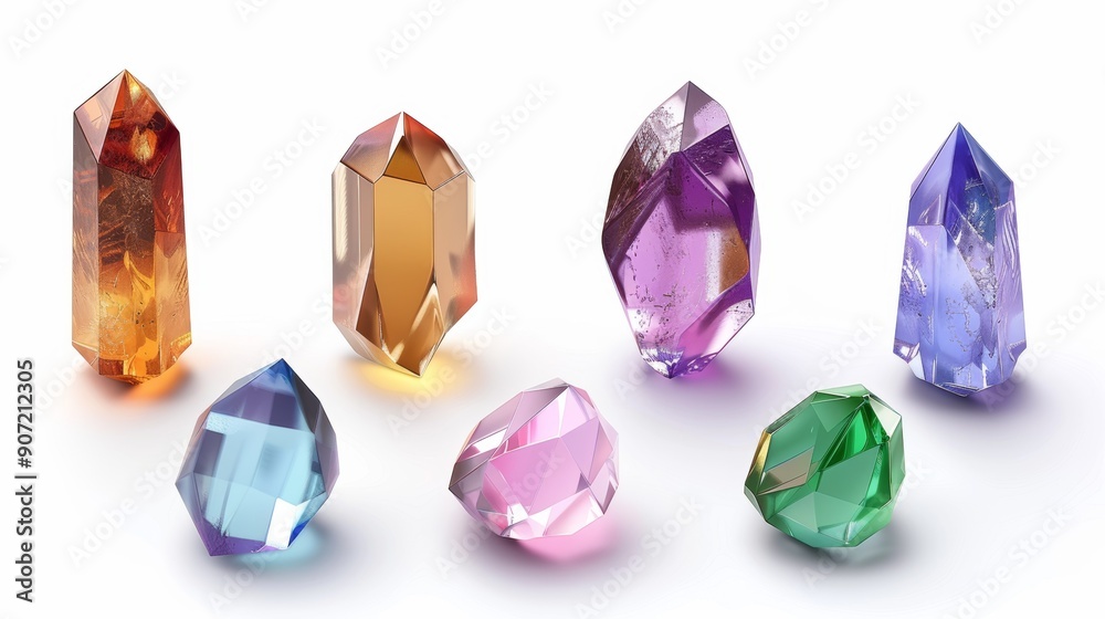 A collection of colorful gemstones arranged in a row