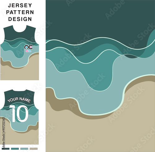Abstract waves beach concept vector jersey pattern template for printing or sublimation sports uniforms football volleyball basketball e-sports cycling and fishing Free Vector.