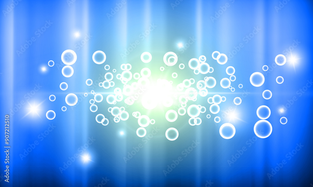 abstract blue flare shiny with bubbles with Light rays. abstract blue flare shiny with bubbles with Light rays.
