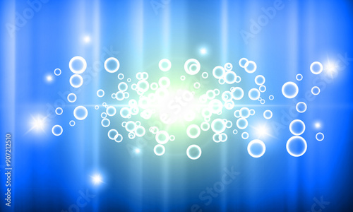 abstract blue flare shiny with bubbles with Light rays.