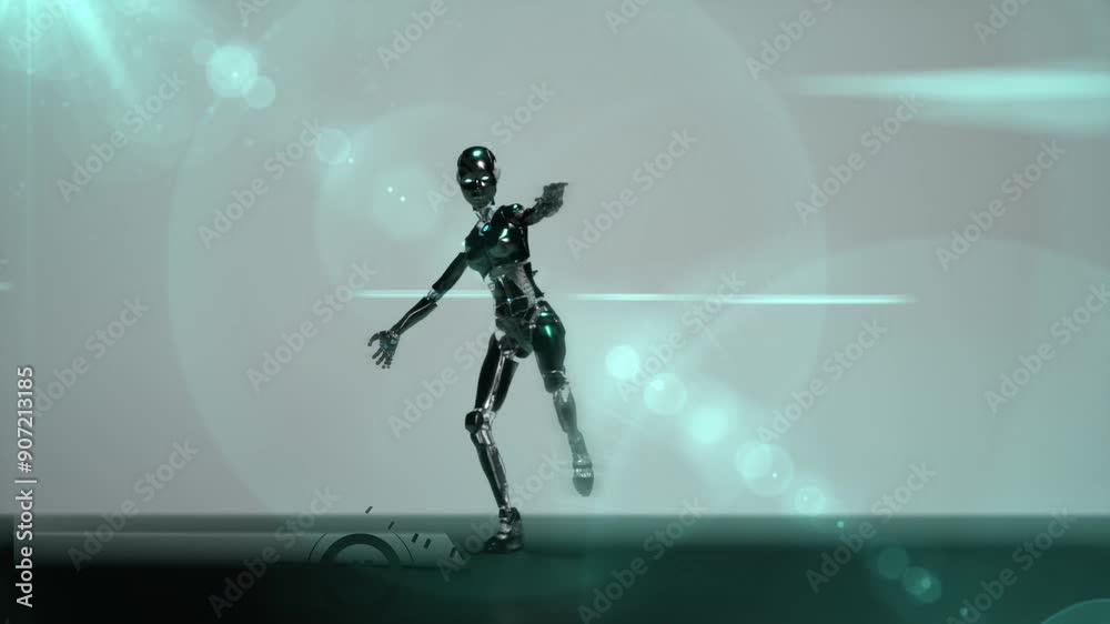 abstract digital 3d animation with humanoid artificial intelligence robot