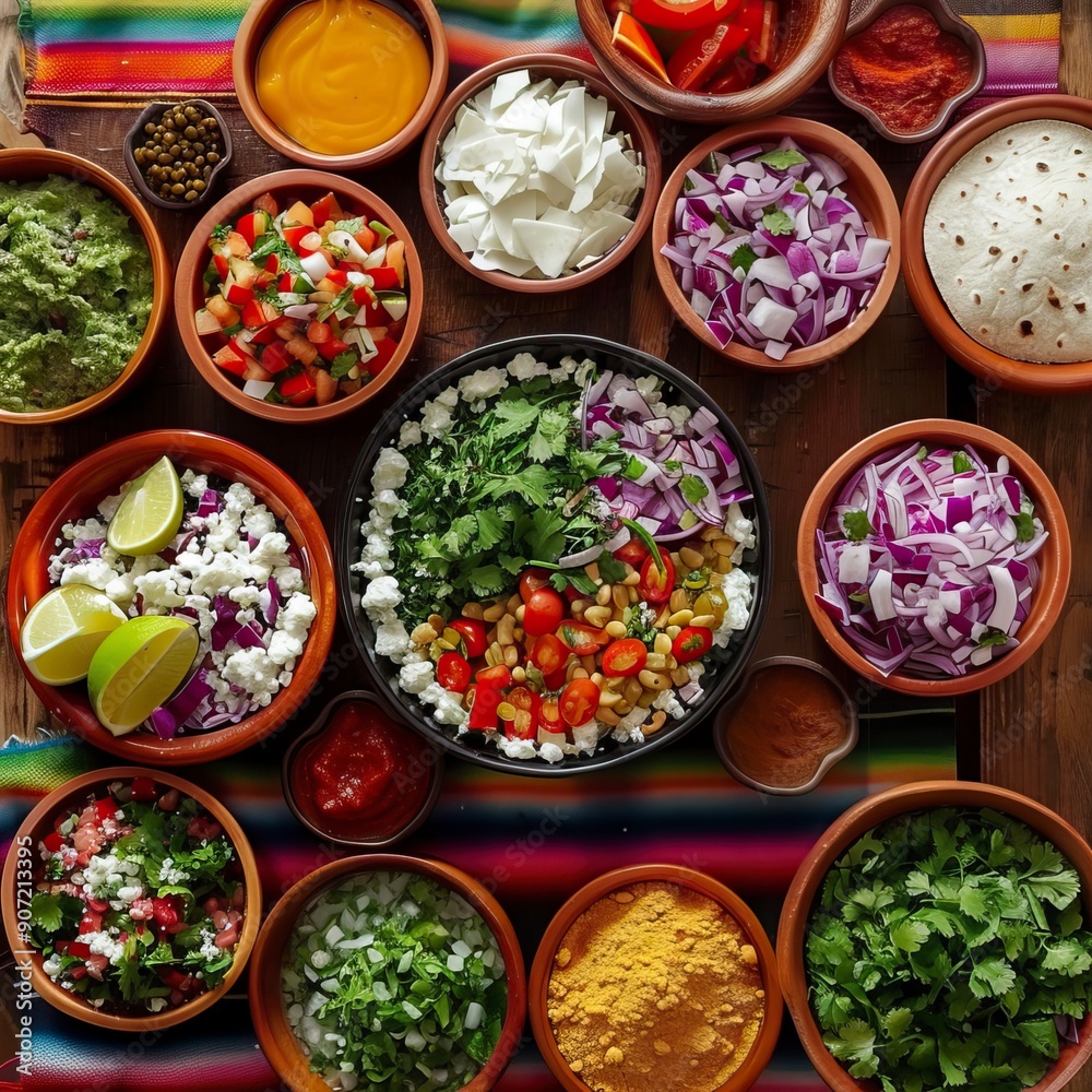 Fototapeta premium COMIDA MEXICANA COLORES INGREDIENTES TEXTURAS