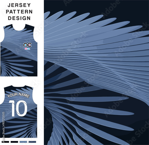 Abstract wings concept vector jersey pattern template for printing or sublimation sports uniforms football volleyball basketball e-sports cycling and fishing Free Vector.