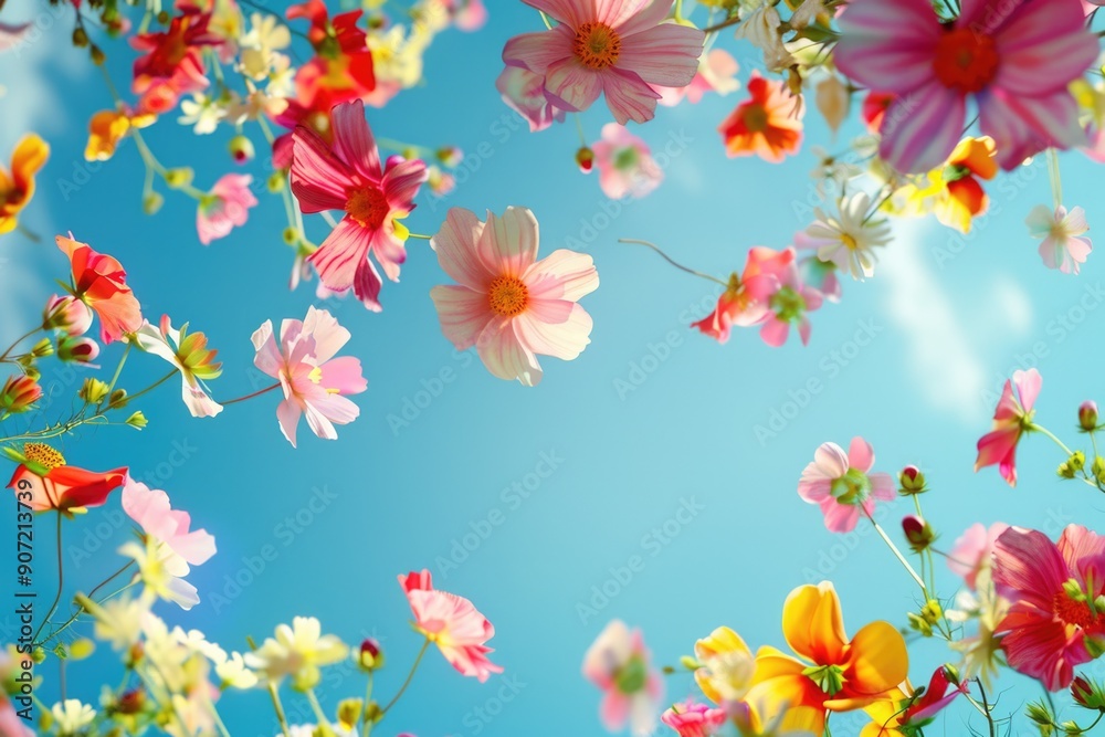 A bouquet of flowers suspended in mid-air A bouquet of flowers suspended in mid-air