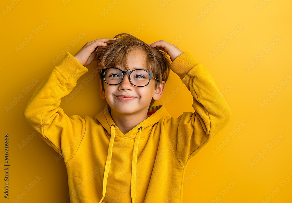 Portrait of a little curly boy in glasses on a bright green background. Little scientist, inventor, researcher, physicist, mathematician.
Important information
Release information: Signed model releas Portrait of a little curly boy in glasses on a bright green background. Little scientist, inventor, researcher, physicist, mathematician.
Important information
Release information: Signed model releas