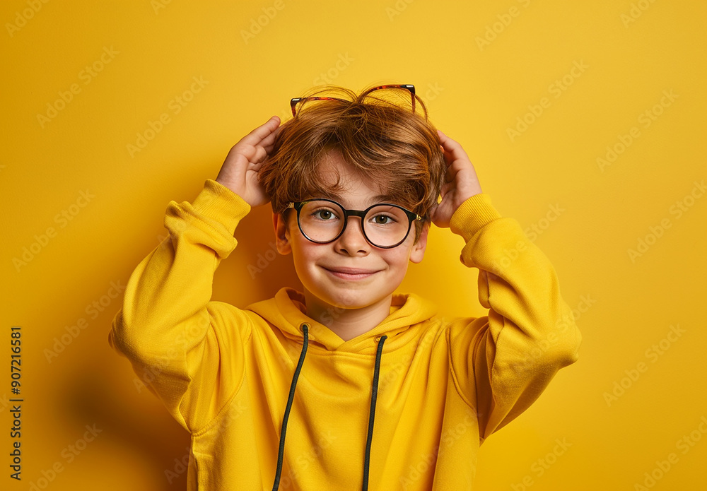 Portrait of a little curly boy in glasses on a bright green background. Little scientist, inventor, researcher, physicist, mathematician.
Important information
Release information: Signed model releas Portrait of a little curly boy in glasses on a bright green background. Little scientist, inventor, researcher, physicist, mathematician.
Important information
Release information: Signed model releas