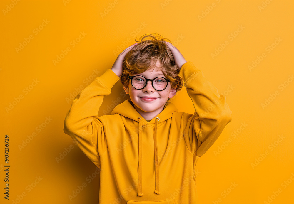 Portrait of a little curly boy in glasses on a bright green background. Little scientist, inventor, researcher, physicist, mathematician.
Important information
Release information: Signed model releas Portrait of a little curly boy in glasses on a bright green background. Little scientist, inventor, researcher, physicist, mathematician.
Important information
Release information: Signed model releas
