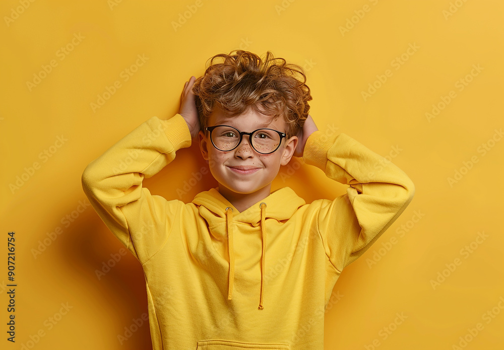 Portrait of a little curly boy in glasses on a bright green background. Little scientist, inventor, researcher, physicist, mathematician.
Important information
Release information: Signed model releas Portrait of a little curly boy in glasses on a bright green background. Little scientist, inventor, researcher, physicist, mathematician.
Important information
Release information: Signed model releas