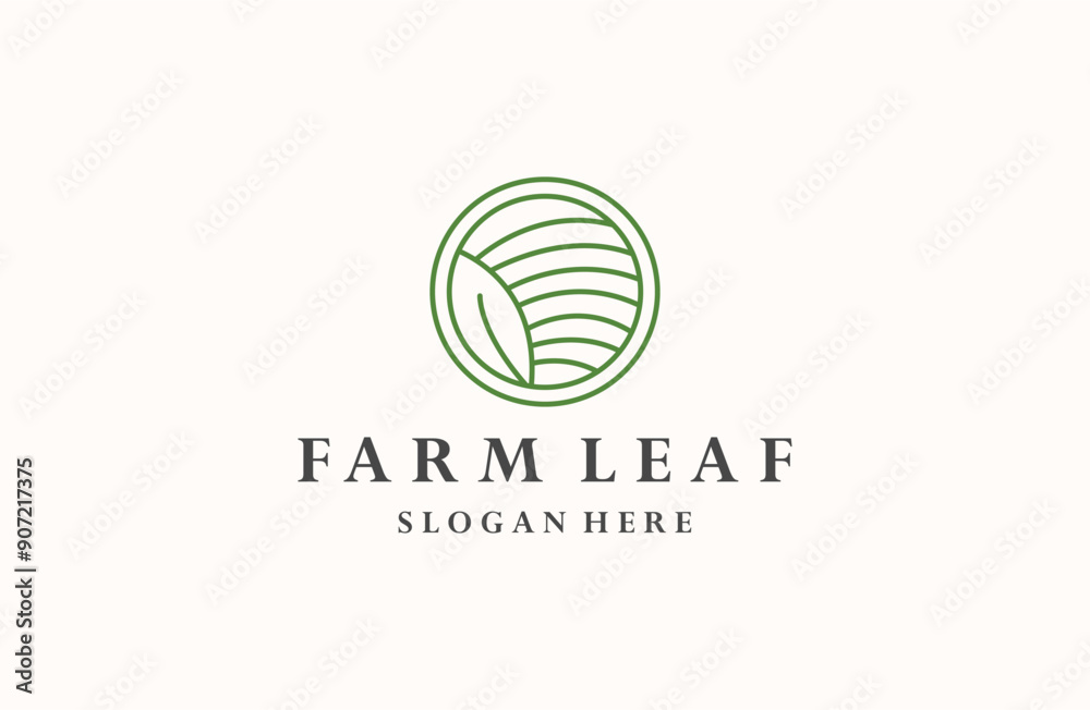 farm leaf logo style icon design template flat vector