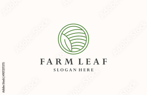 farm leaf logo style icon design template flat vector