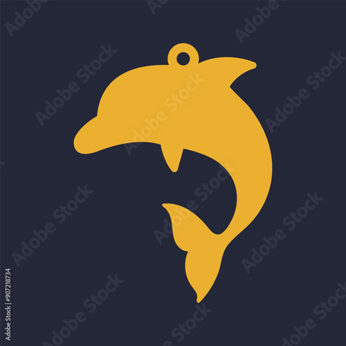Vector design for earring, pendant or keychain with dolphin shape. Jewelry silhouette laser cut template. Cnc cutting with metal, wood or leather. Beautiful hanging bijouterie