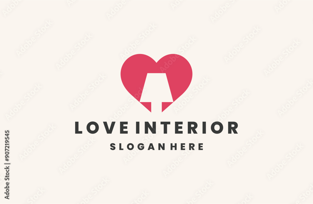 Love interior logo style icon design template flat vector Love interior logo style icon design template flat vector