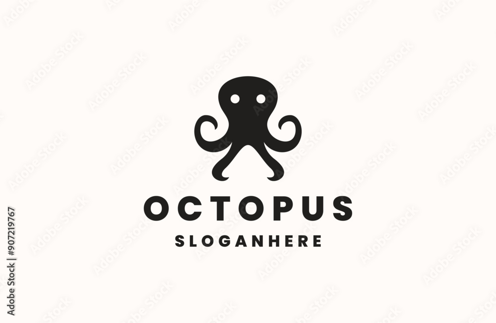 Fototapeta premium octopus logo design vector silhouette illustration icon style