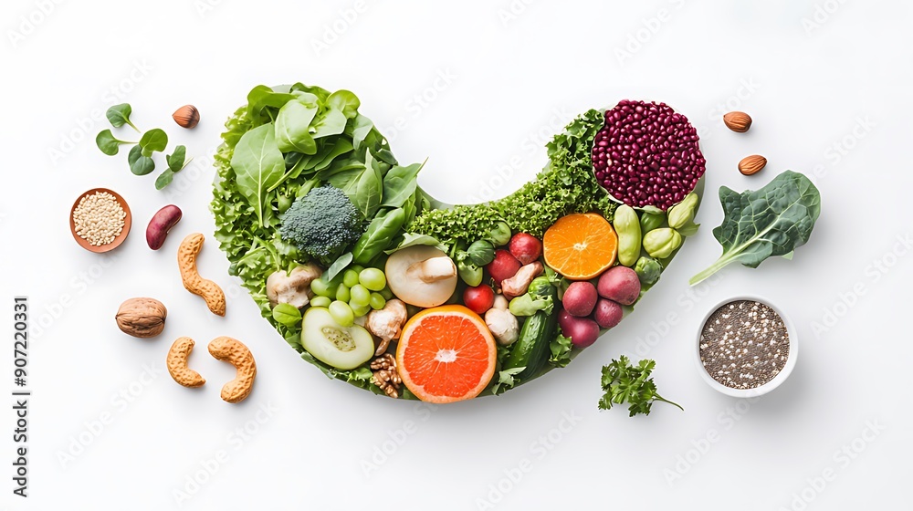 vegetables and fruits on a white background, Generative AI vegetables and fruits on a white background, Generative AI