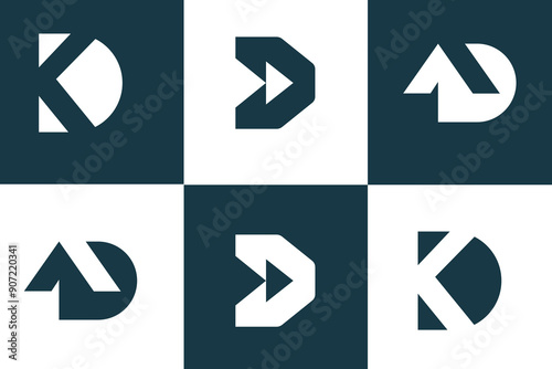 Set of abstract letter d letters D logo design inspiration. minimalist abstract letter logos