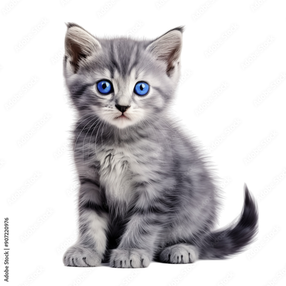 Fototapeta premium Cute Kitten with Blue Eyes On Transparent Background