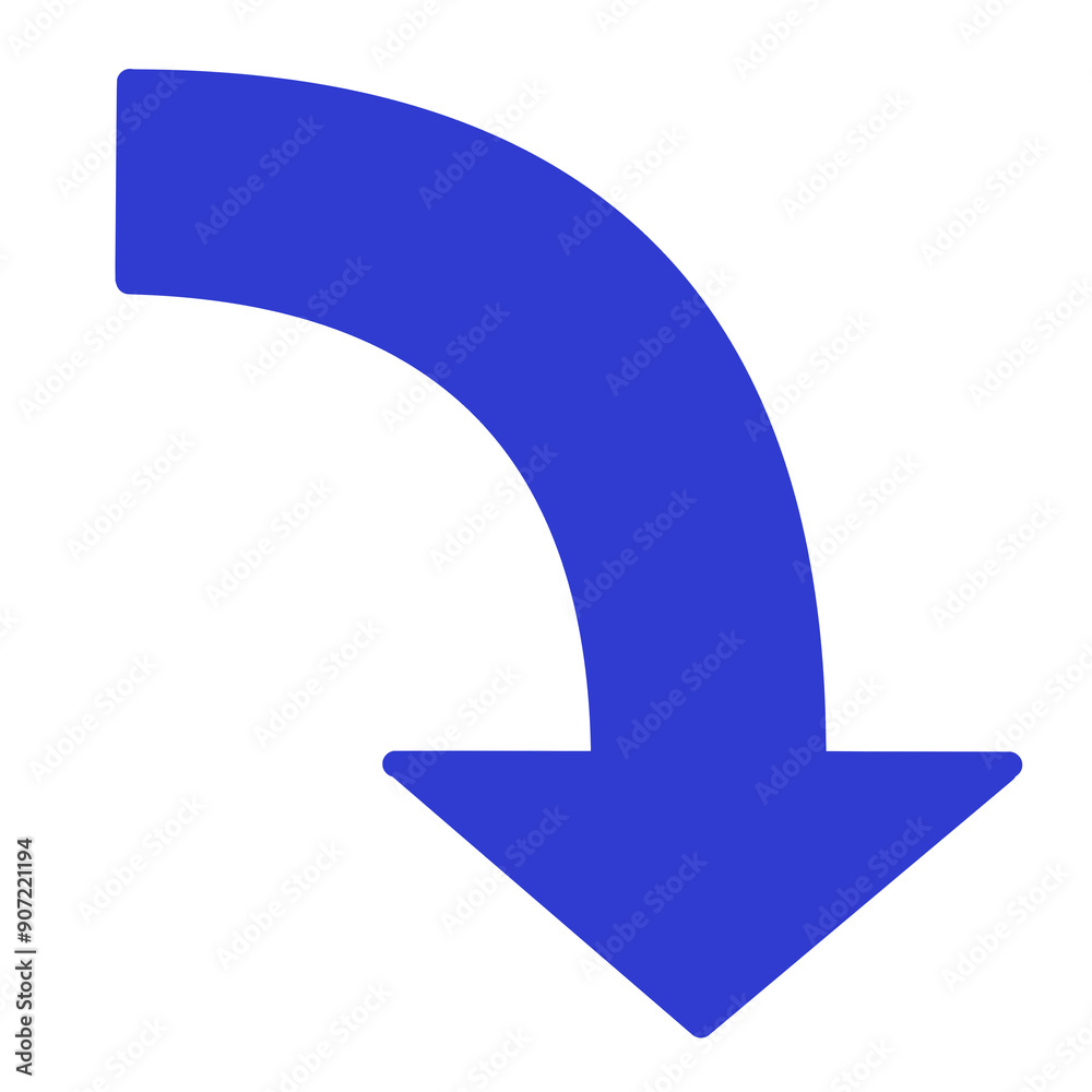 カーブする矢印2(青)(線画なし) カーブする矢印2(青)(線画なし)