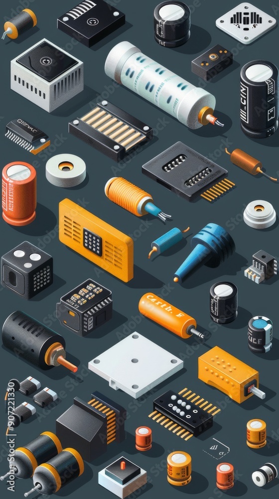 Diverse Capacitor Configurations in Isometric View: A Visual Layout of ...