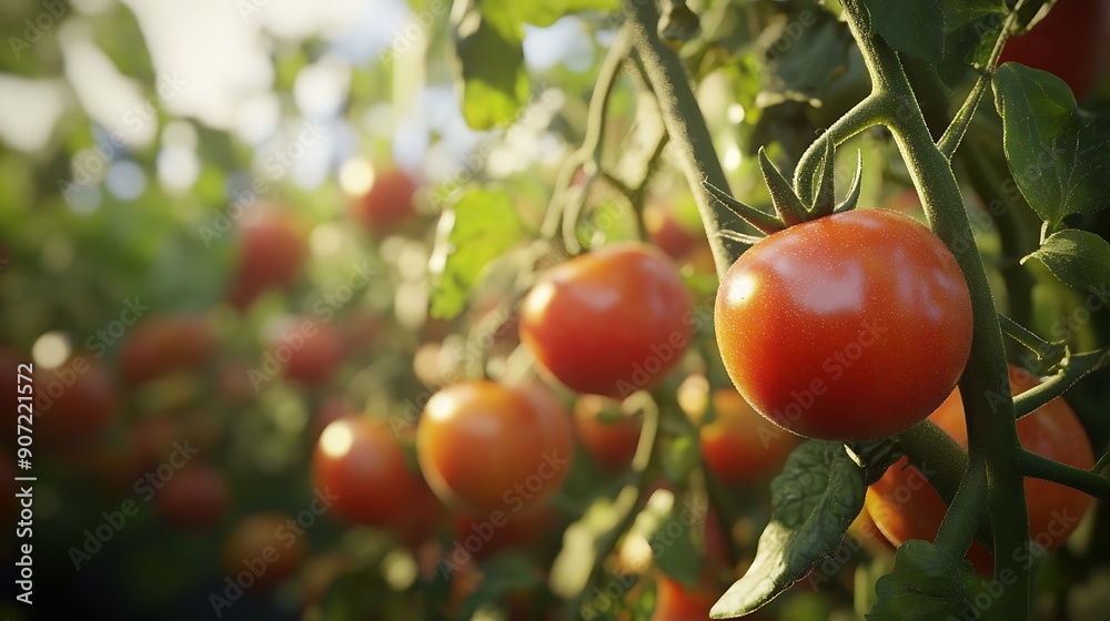 A vibrant tomato field bursting with attractive, Generative AI A vibrant tomato field bursting with attractive, Generative AI