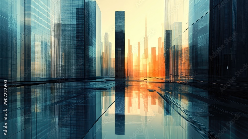 Corporate buildings lined up in a sleek, modern, and abstract style, with ample space for advertising. The design showcases a futuristic cityscape perfect for business promotions. Corporate buildings lined up in a sleek, modern, and abstract style, with ample space for advertising. The design showcases a futuristic cityscape perfect for business promotions.