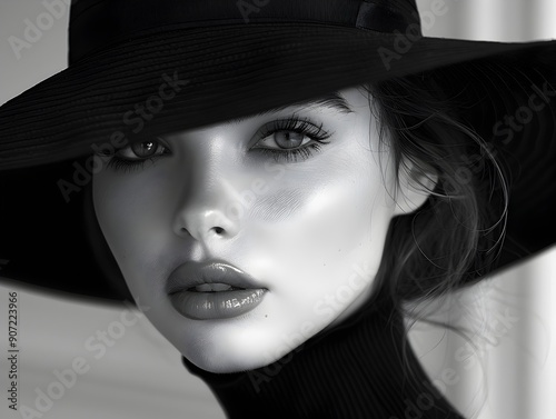 Elegant Monochrome Fashion Editorial with High-Fashion Models in Chic,Glamorous Studio Shoot