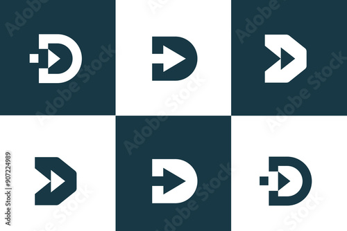 Set of abstract letter d letters E logo design inspiration. minimalist abstract letter logos