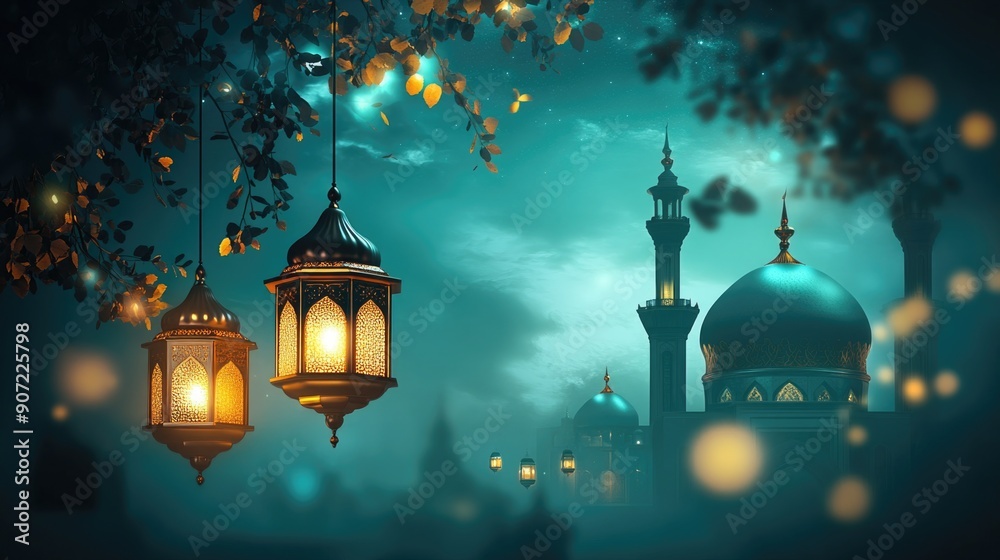 ramadan Kareem background illustration. Ramadan Kareem background with mosque and lanterns. ramadan Kareem background illustration. Ramadan Kareem background with mosque and lanterns.