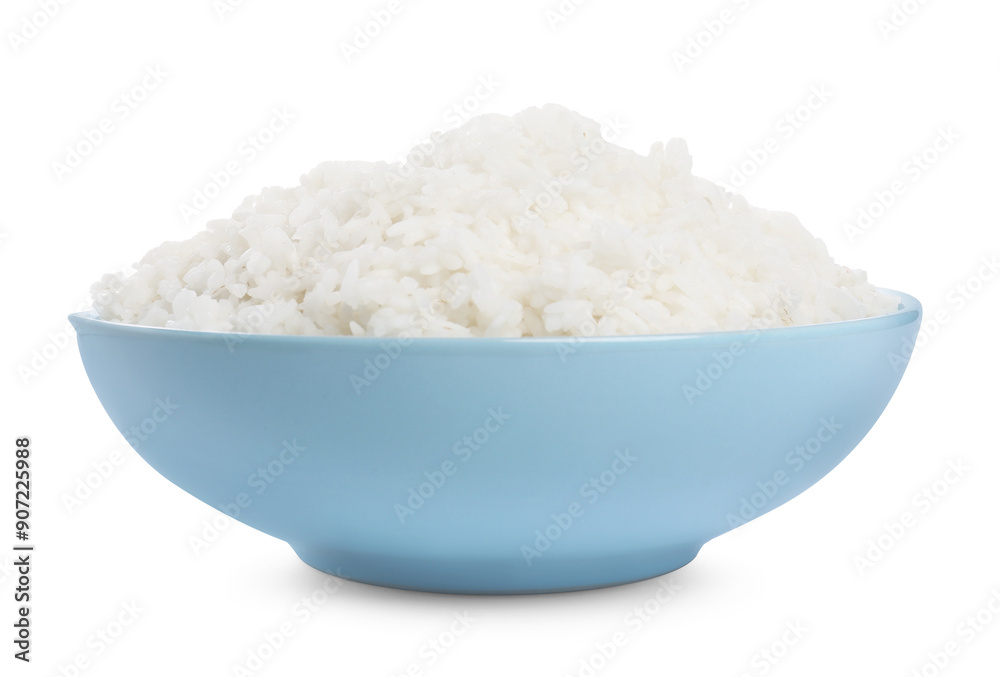 Tasty cooked rice in bowl isolated on white Tasty cooked rice in bowl isolated on white