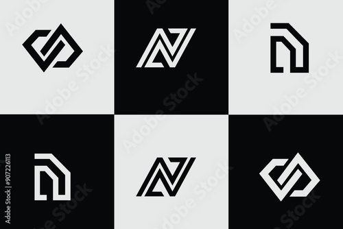 Creative logo design bundle letter N, unique initial letter N logo design collection.