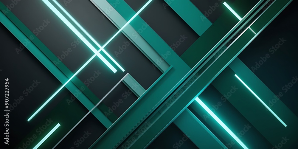 Abstract digital artwork featuring a dynamic layout of intersecting ...