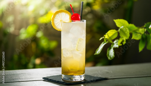 tom collins drink with natural open air background