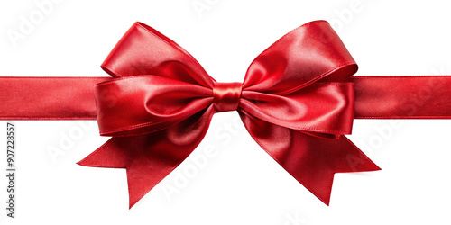 Knotted Red Silk Ribbon in a Bow on an Isolated Background Decor for a Gift