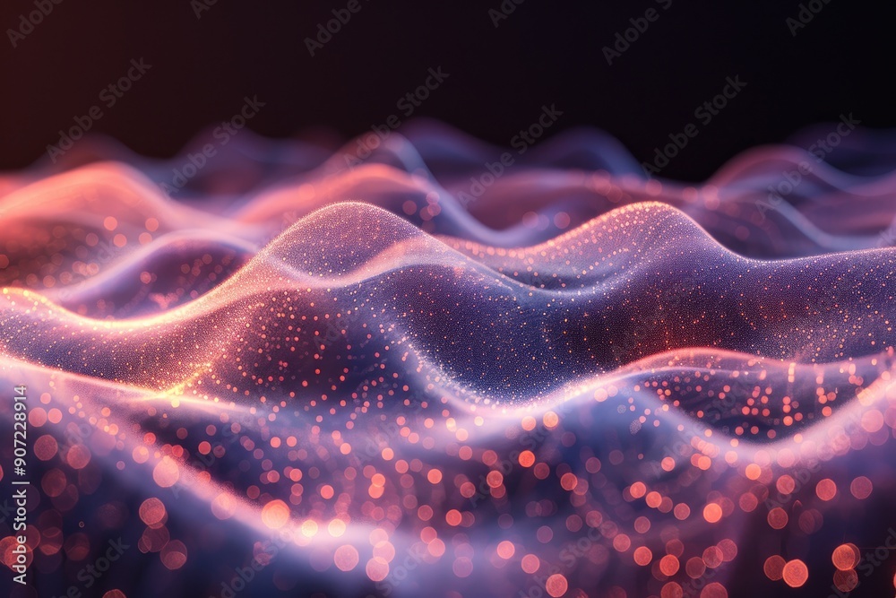 Abstract Wavy Surface with Glowing Particles Abstract Wavy Surface with Glowing Particles