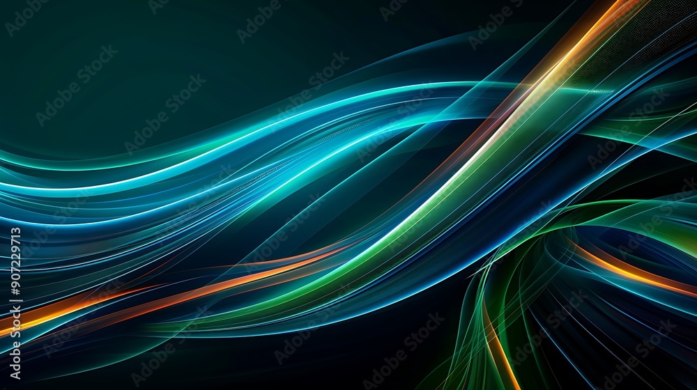 Realistic images with full HD resolution Highway 3D abstract with deep blue and bright green gradients, dynamic curves, and orange highlights, more clarity with clear light and sharp focus, high Realistic images with full HD resolution Highway 3D abstract with deep blue and bright green gradients, dynamic curves, and orange highlights, more clarity with clear light and sharp focus, high