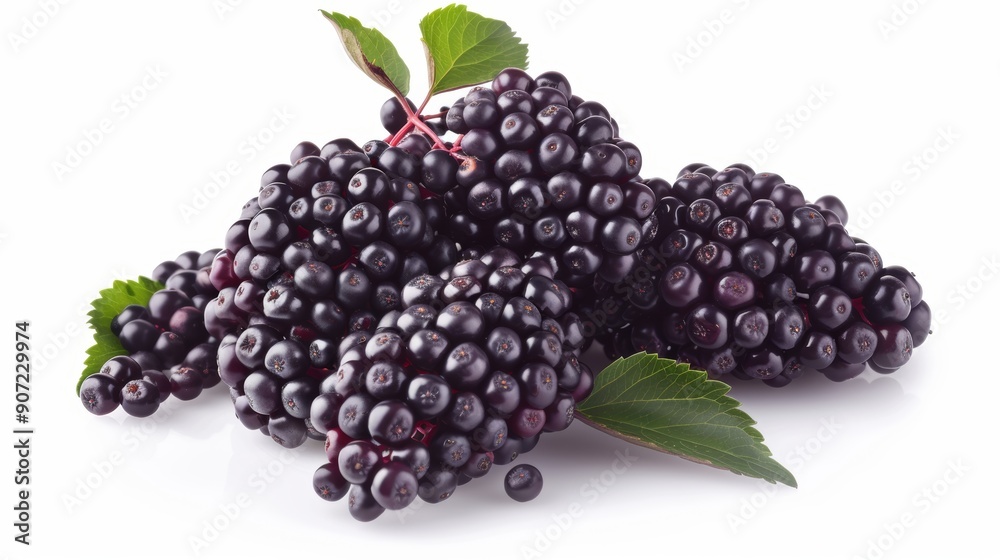 A collection of elderberry halves and slices, perfectly isolated on a white background. Focus on the natural texture and rich, dark tones A collection of elderberry halves and slices, perfectly isolated on a white background. Focus on the natural texture and rich, dark tones