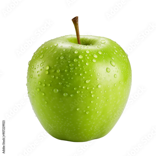 Fresh Green Apple With Water Droplets photo