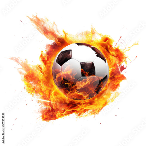 Wallpaper Mural soccer ball with fire isolated on transparent white background, clipping path Torontodigital.ca