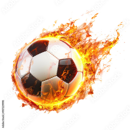 Wallpaper Mural soccer ball with fire isolated on transparent white background, clipping path Torontodigital.ca